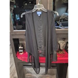 Simply Vera Vera‎ Wang Vest Draped Open Front Sleeveless Black S/M 114